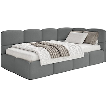 Łóżko młodzieżowe 90x200 cm Cloudy prawostronne z pojemnikiem ciemnoszare szenil