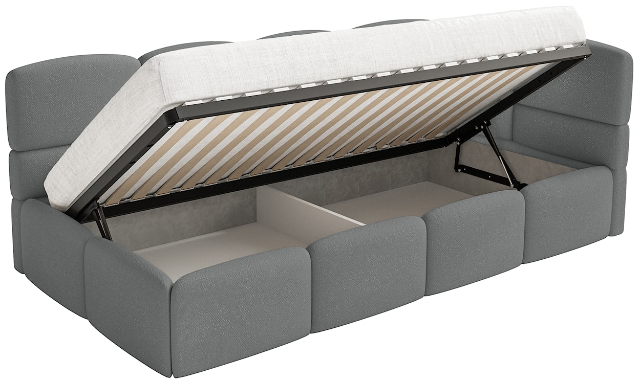 Łóżko młodzieżowe 90x200 cm Cloudy prawostronne z pojemnikiem i barierkami ciemnoszare szenil  - zdjęcie 3