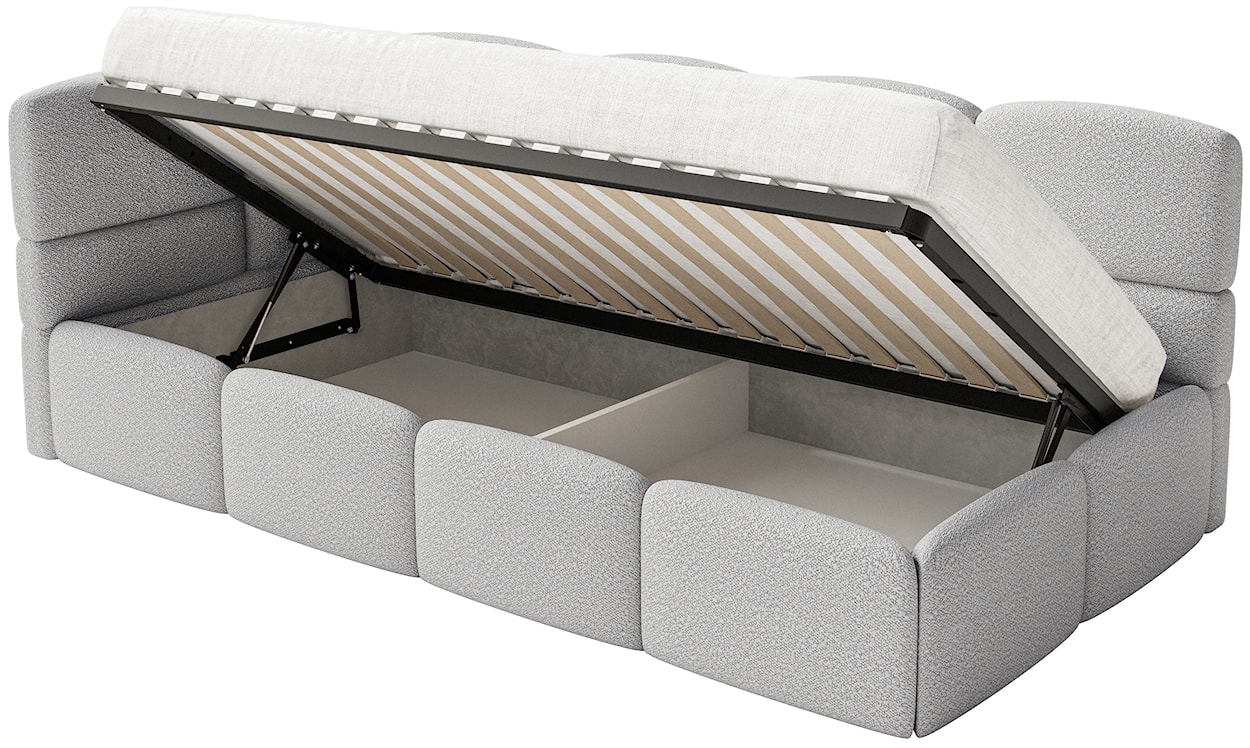 Łóżko młodzieżowe 90x200 cm Cloudy lewostronne z pojemnikiem szarobeżowe boucle  - zdjęcie 3