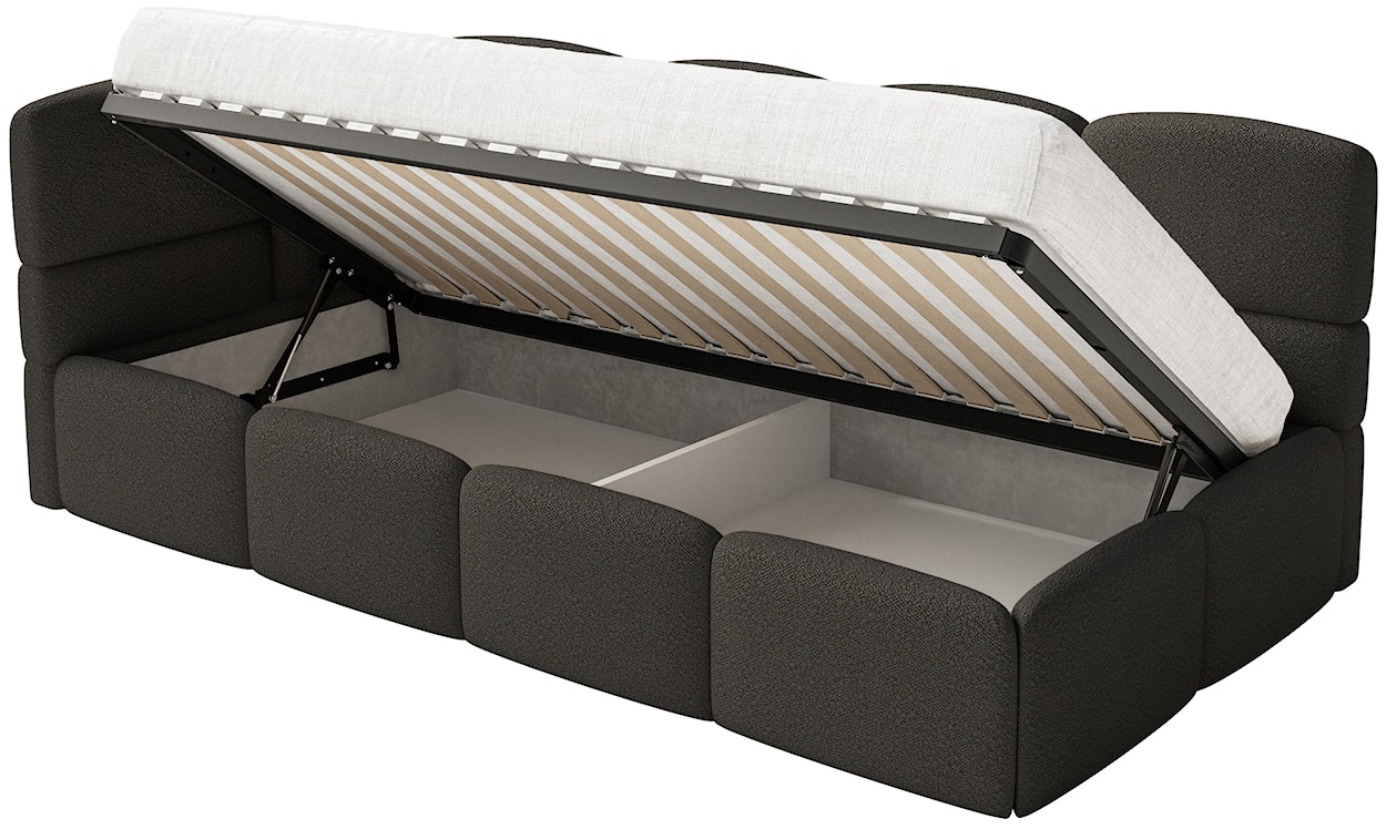 Łóżko młodzieżowe 90x200 cm Cloudy lewostronne z materacem pojemnikiem i barierkami brązowe boucle  - zdjęcie 3