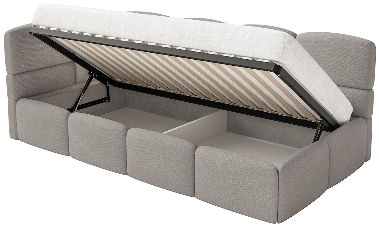 Łóżko młodzieżowe 90x200 cm Cloudy lewostronne z materacem i pojemnikiem jasnobrązowe szenil  - zdjęcie 3