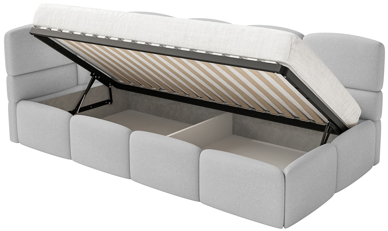 Łóżko młodzieżowe 90x200 cm Cloudy lewostronne z pojemnikiem jasnoszare szenil  - zdjęcie 3