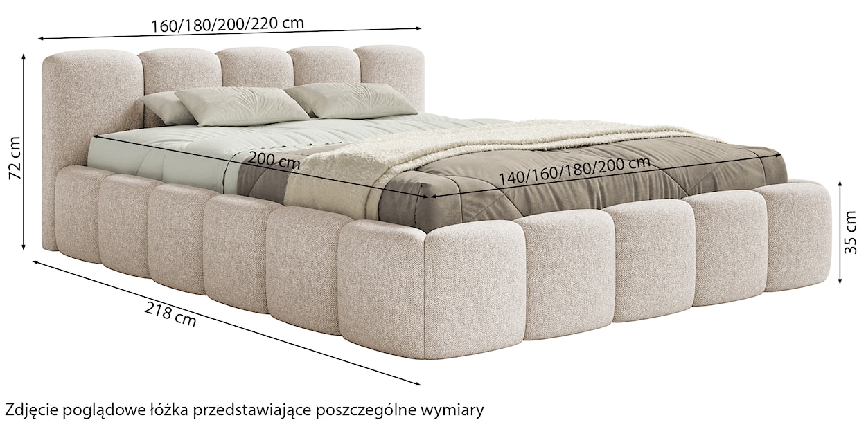Łóżko tapicerowane 140x200 cm Cloudy Low z pojemnikiem miedziane szenil hydrofobowy stelaż metalowy  - zdjęcie 6