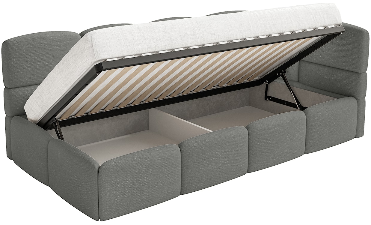Łóżko młodzieżowe 90x200 cm Cloudy prawostronne z pojemnikiem ciemnoszare szenil  - zdjęcie 5