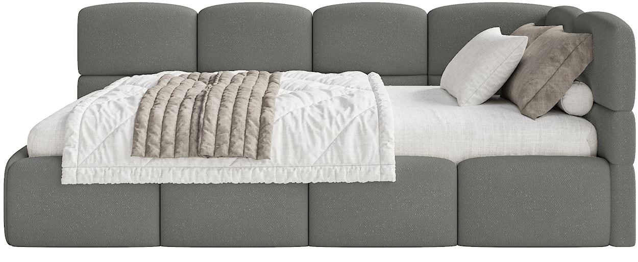 Łóżko młodzieżowe 90x200 cm Cloudy prawostronne z pojemnikiem ciemnoszare szenil  - zdjęcie 4