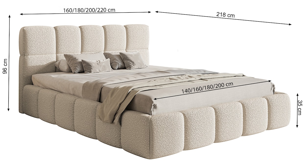 Łóżko tapicerowane 140x200 cm Cloudy z pojemnikiem jasnoszare welur hydrofobowy łatwoczyszczący stelaż metalowy  - zdjęcie 6