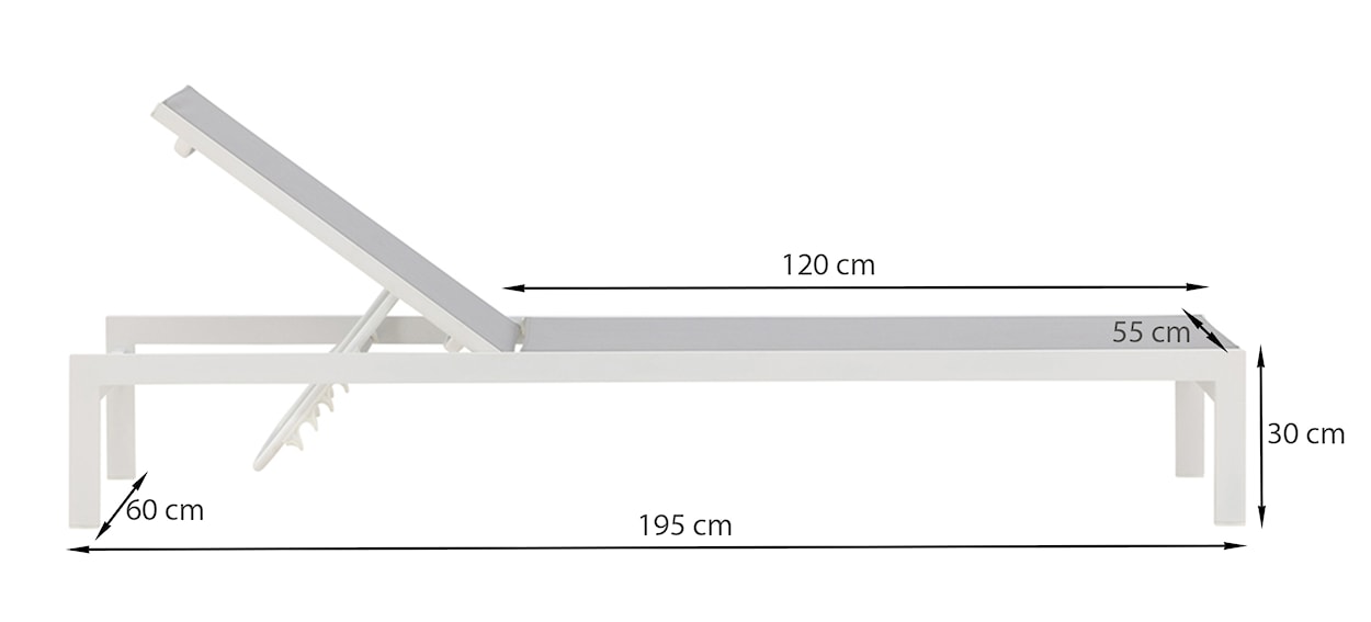 Leżak Costere aluminium biały/jasnoszary  - zdjęcie 8