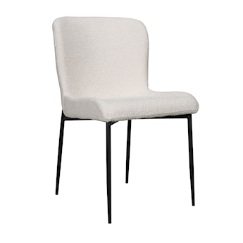 Krzesło tapicerowane Neul biały bouclé na czarnych nogach