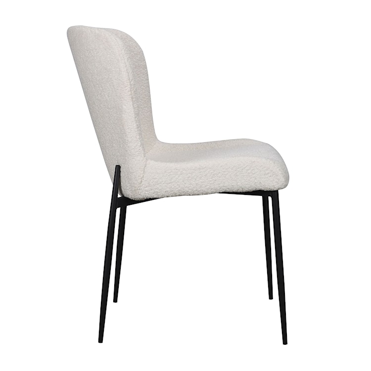Krzesło tapicerowane Neul biały bouclé na czarnych nogach  - zdjęcie 5