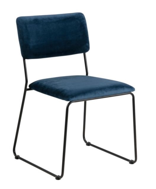 Krzesło industrialne Codeman granatowe na metalowej podstawie velvet