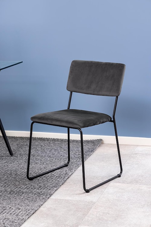 Krzesło industrialne Codeman ciemnoszare na metalowej podstawie velvet  - zdjęcie 5