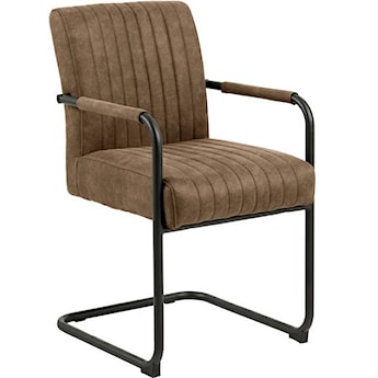 Krzesło tapicerowane Colbre brązowe na metalowej podstawie z podłokietnikami velvet