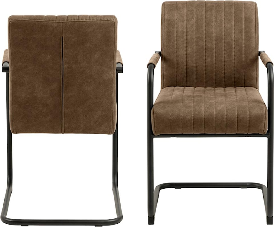 Krzesło tapicerowane Colbre brązowe na metalowej podstawie z podłokietnikami velvet  - zdjęcie 3