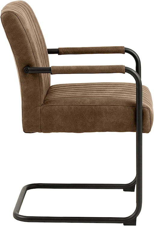 Krzesło tapicerowane Colbre brązowe na metalowej podstawie z podłokietnikami velvet  - zdjęcie 4