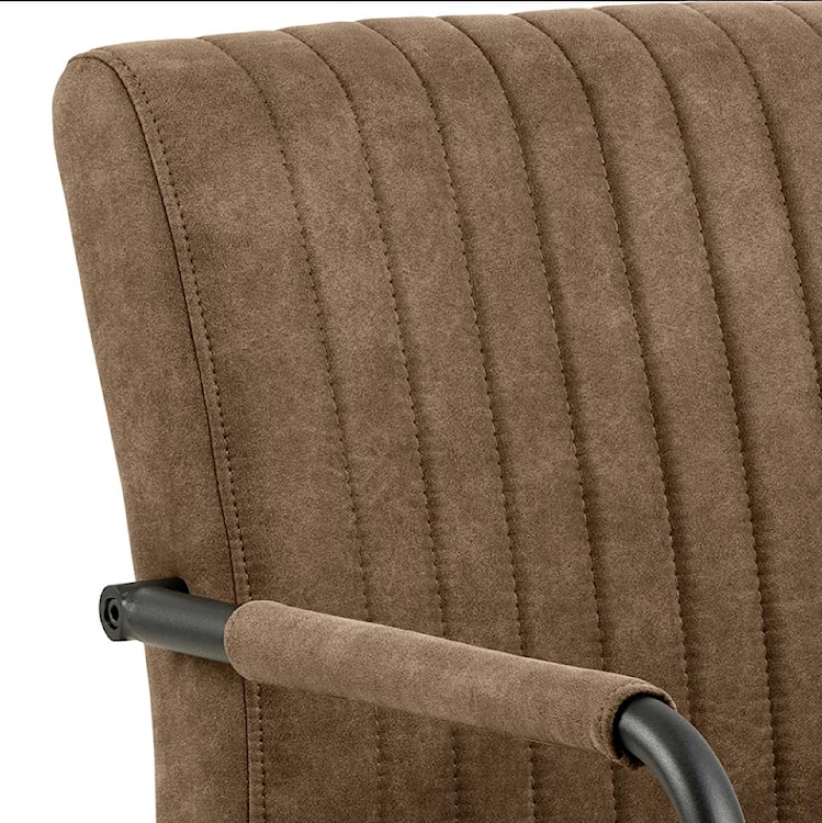Krzesło tapicerowane Colbre brązowe na metalowej podstawie z podłokietnikami velvet  - zdjęcie 7