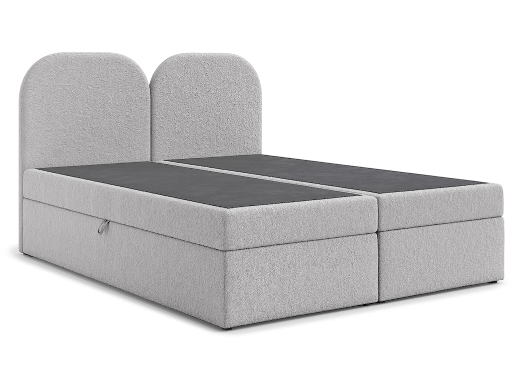 Łóżko kontynentalne 200x200 cm Bumblo z pojemnikami i topperem szare boucle  - zdjęcie 3