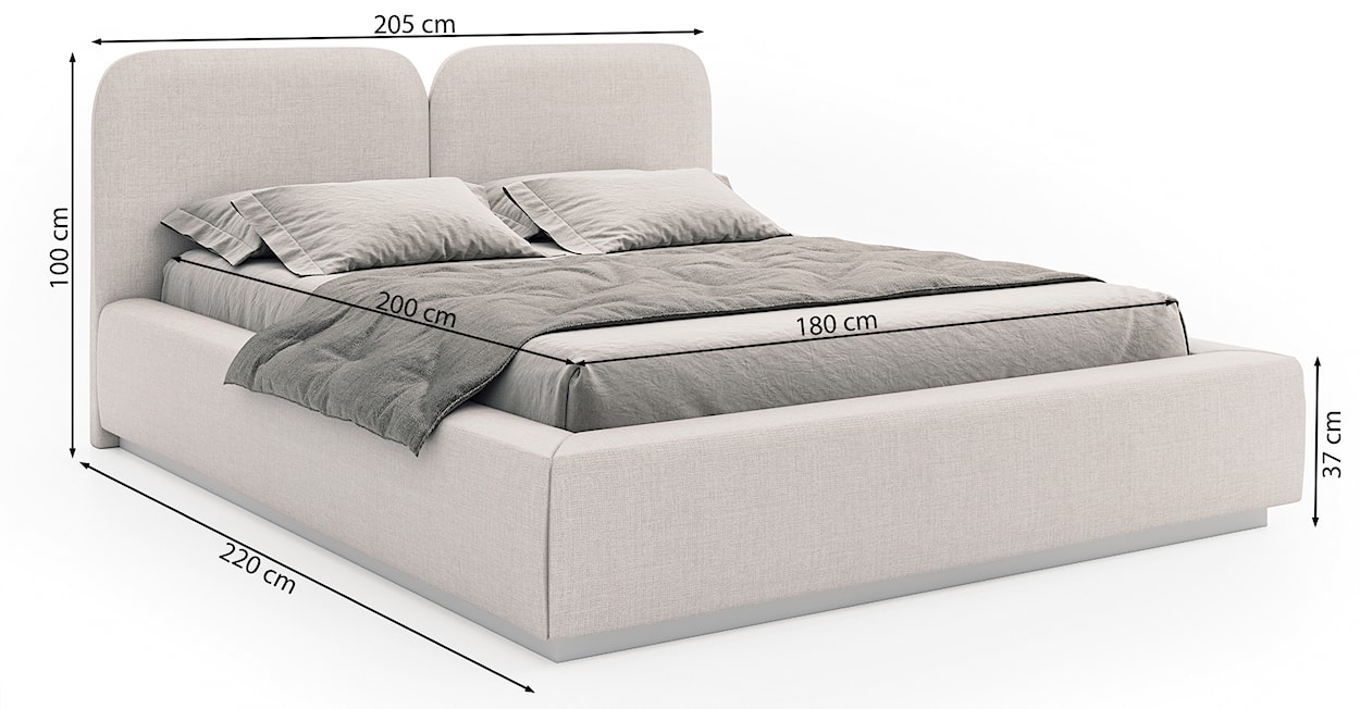 Łóżko tapicerowane 180x200 cm Comoves z oświetleniem LED brązowe szenil  - zdjęcie 6