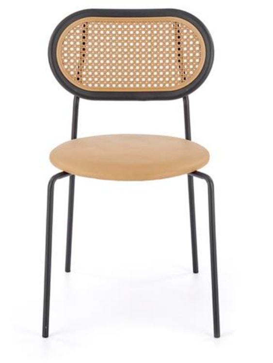 Krzesło z tworzywa Haplest technorattan/ekoskóra jasnobrązowe  - zdjęcie 4