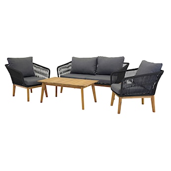 Zestaw mebli ogrodowych Comforre z sofą, dwoma fotelami i stolikiem kawowym drewniany czarny/grafitowy