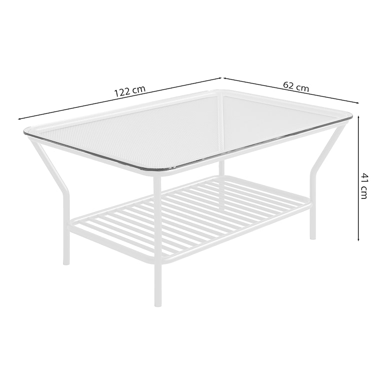 Stolik kawowy Preggel 122x62 cm szklany blat/ kremowy stelaż  - zdjęcie 2