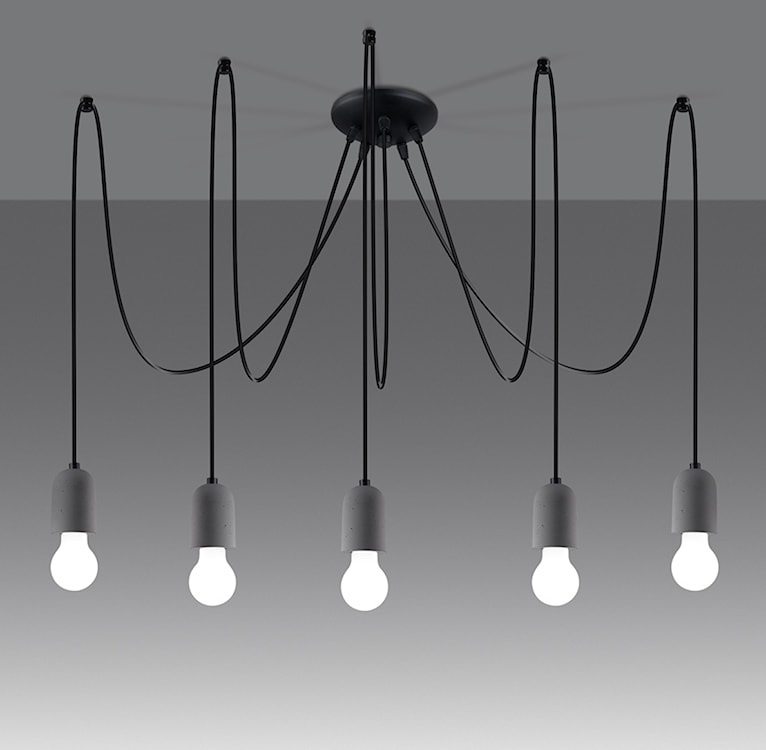 Żyrandol Consons x5 z elementami betonu  - zdjęcie 4