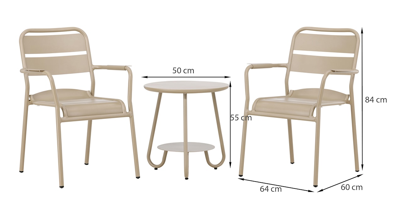 Zestaw mebli ogrodowych Creezed z dwoma krzesłami i stolikiem kawowym beżowy  - zdjęcie 7