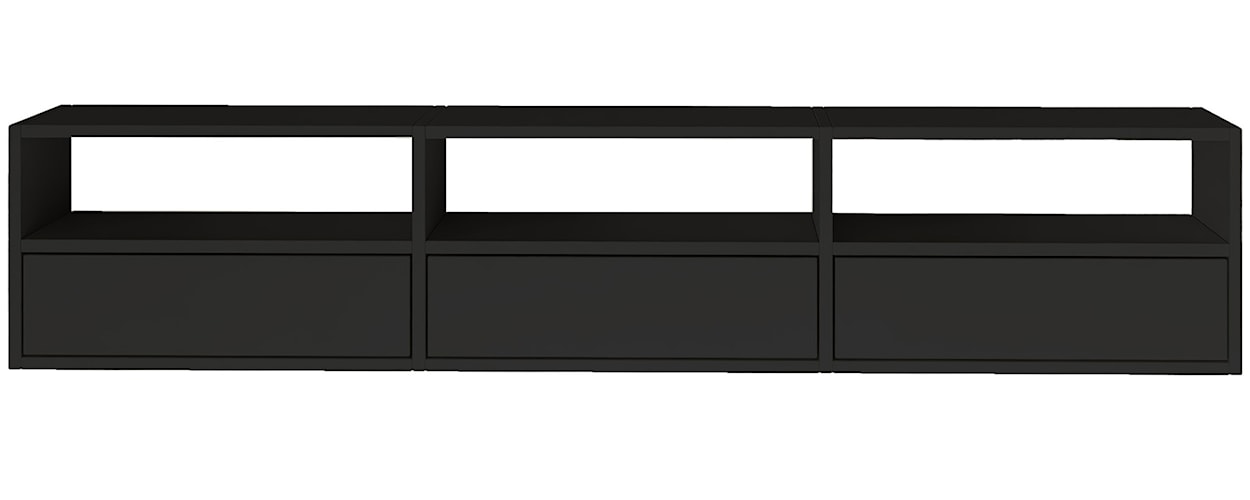 Szafka RTV Framme wisząca z trzema klapami i wnękami 150 cm czarna  - zdjęcie 4