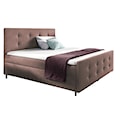 Łóżko kontynentalne Gawello 160x200 z dwoma pojemnikami, materacem i topperem różowe hydrofobowe