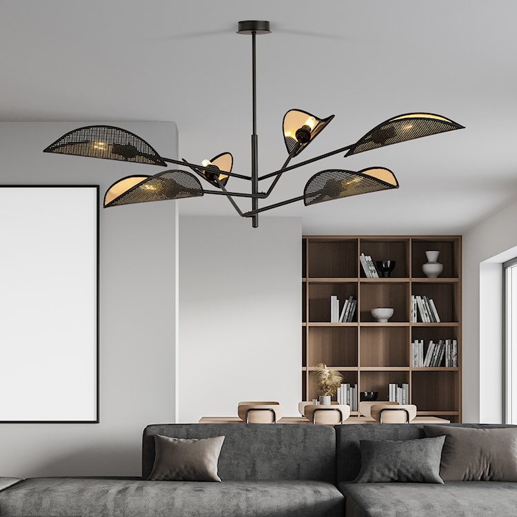 Lampa sufitowa Shintor x6 czarno-złota  - zdjęcie 5