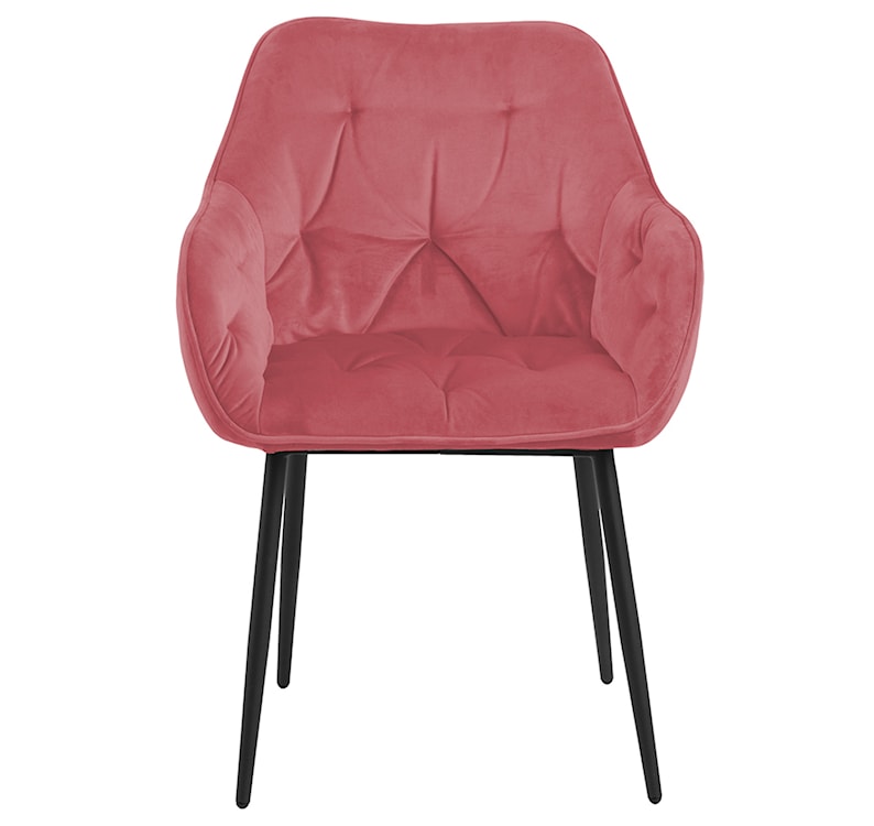 Krzesło tapicerowane z podłokietnikami Agamos koralowy welur na metalowych nóżkach  - zdjęcie 2