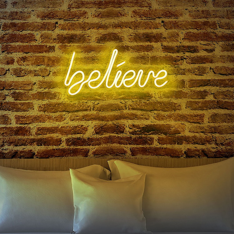 Neon na ścianę Letely z napisem Believe żółty  - zdjęcie 3