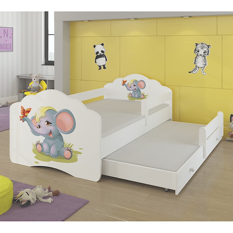 Łóżko dziecięce podwójne Ruhsen 160x80 cm Słonik z barierką  - zdjęcie 2