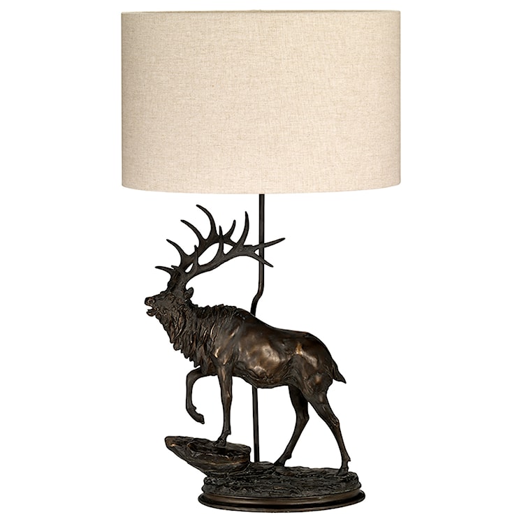 Lampa stołowa Anegio z jeleniem vintage biała/brązowa  - zdjęcie 2