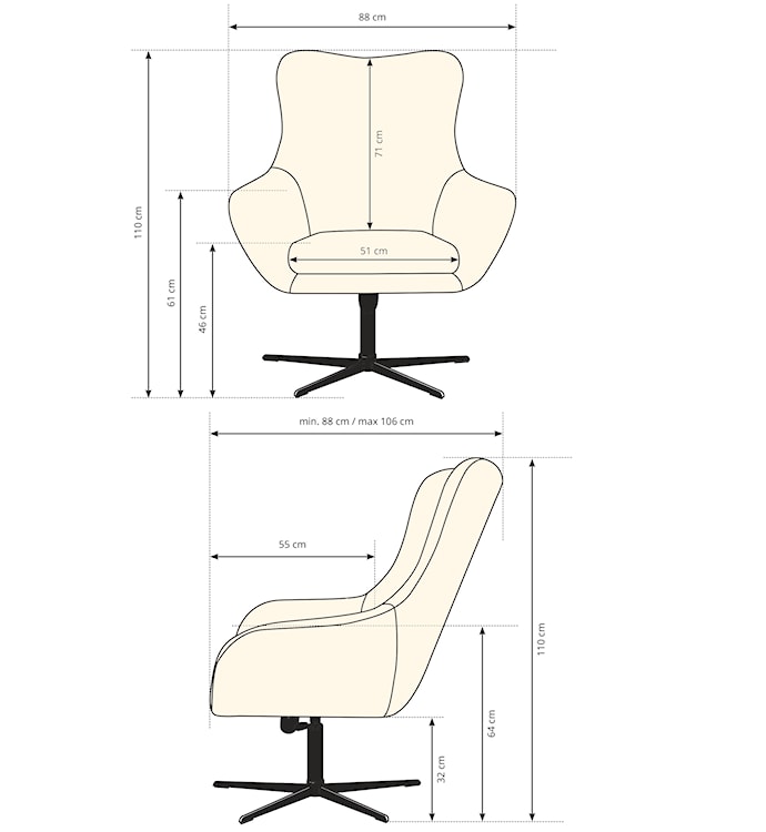 Fotel obrotowy Tumbo w tkaninie boucle kremowy  - zdjęcie 7