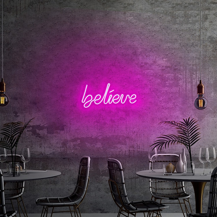 Neon na ścianę Letely z napisem Believe różowy  - zdjęcie 8