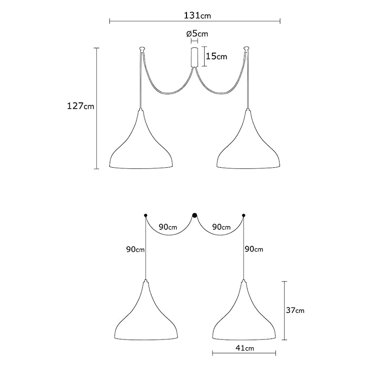 Lampa wisząca Staice x2 131 cm czarny  - zdjęcie 5