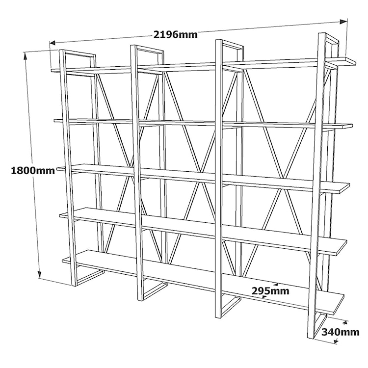 Regał na książki Melofe potrójny pięciopoziomowy brązowy  - zdjęcie 5