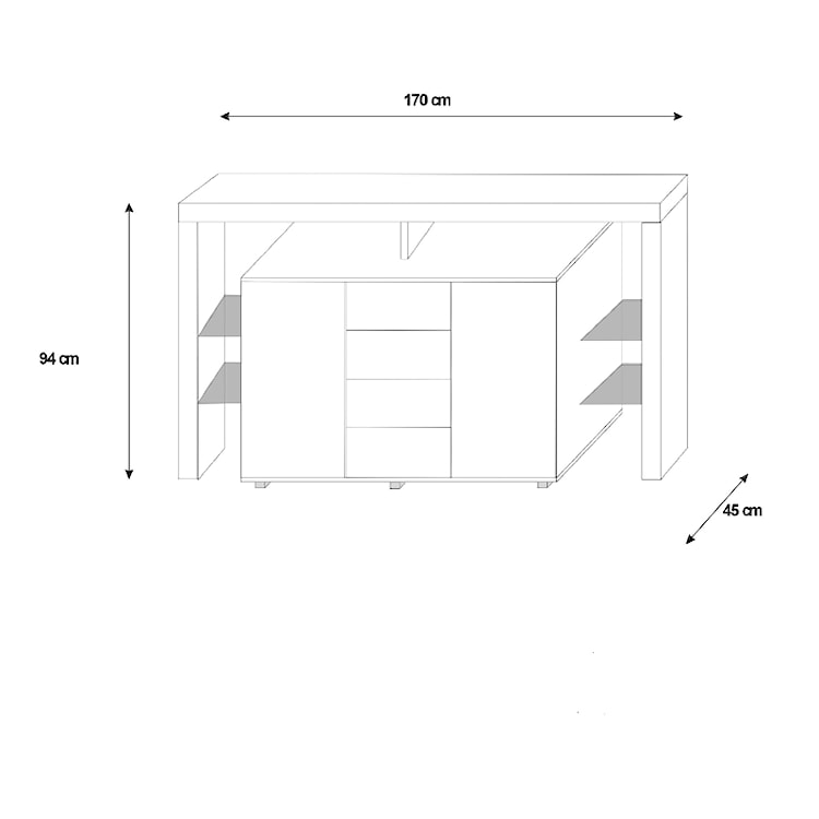 Komoda Cabrales Biały / Czarny z oświetleniem  - zdjęcie 3