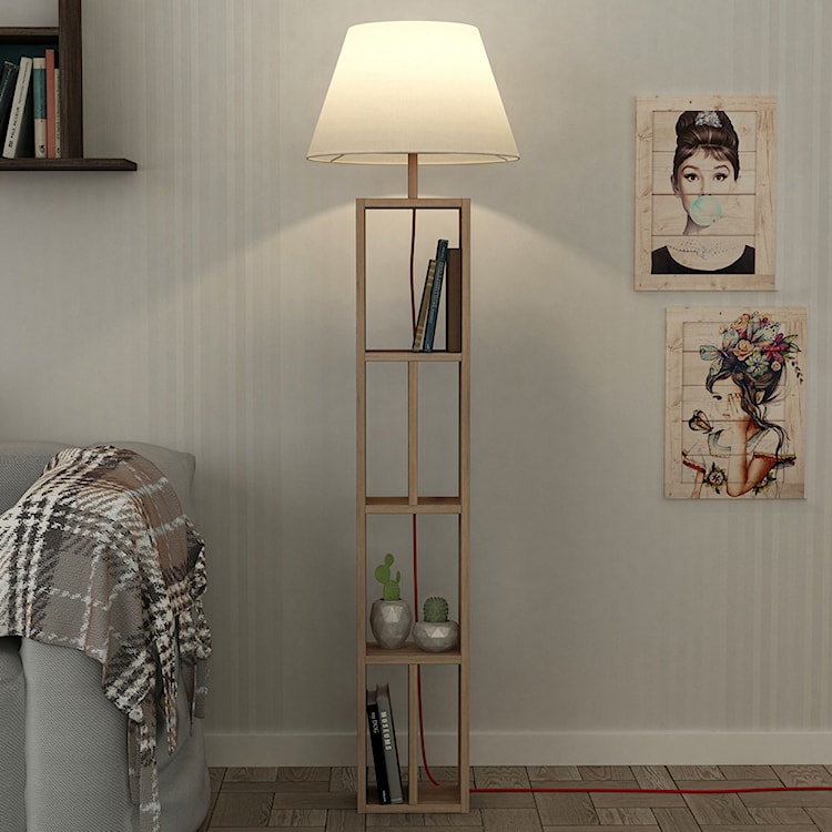 Lampa podłogowa Maringly 164 cm biała z półkami  - zdjęcie 2