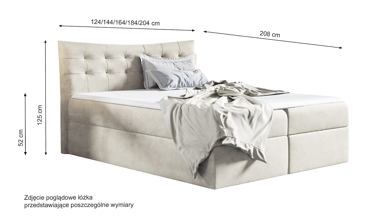 Łóżko kontynentalne Ramblano 180x200 z dwoma pojemnikami, materacem i topperem szarobeżowe hydrofobowe  - zdjęcie 3