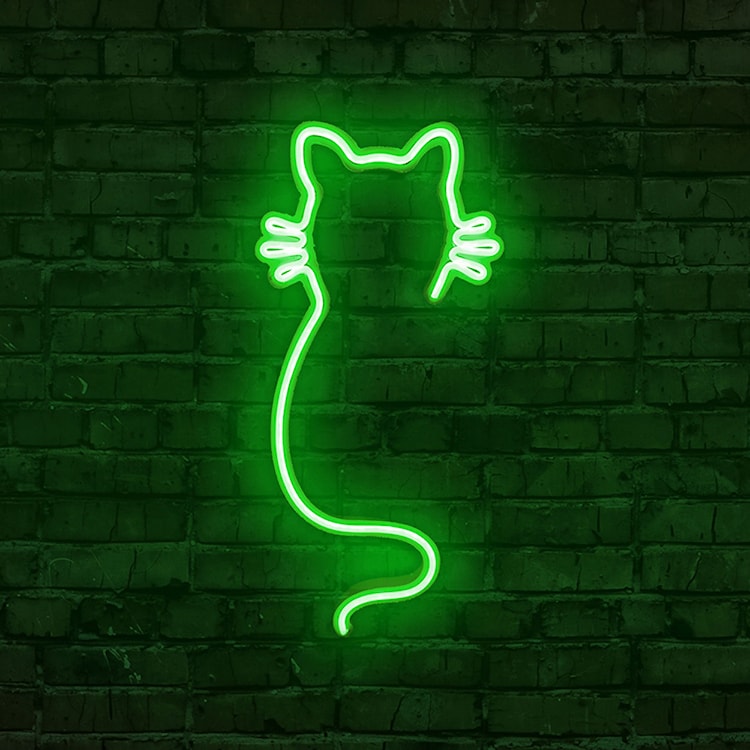 Neon na ścianę Letely w kształcie kota zielony  - zdjęcie 2