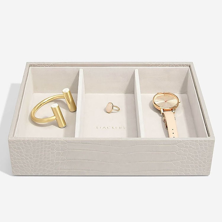 Szkatułka na biżuterię Classic jewellery Box beżowa z wytłaczanym wzorem  - zdjęcie 8