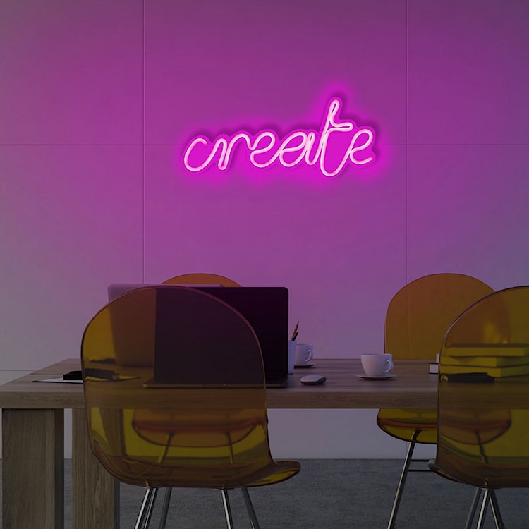 Neon na ścianę Letely z napisem Create różowy  - zdjęcie 5