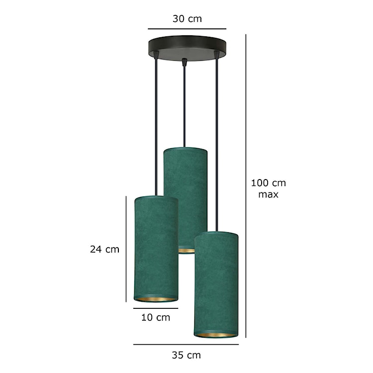 Lampa wisząca Bonett x3 asymetryczna średnica 35 cm zielona  - zdjęcie 7