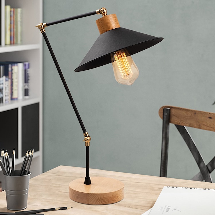 Lampka na biurko Jaspara kapelusz średnica 24 cm czarna  - zdjęcie 3
