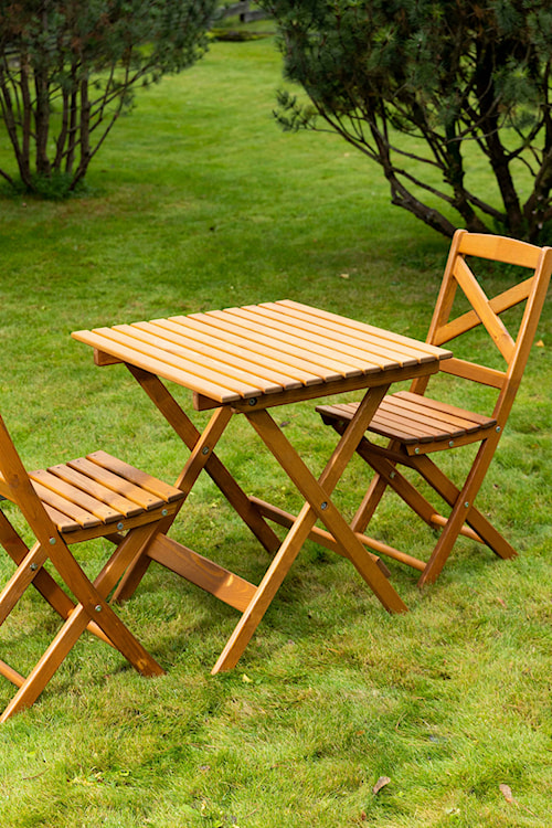 Zestaw balkonowy Bonnert drewno sosnowe stół z dwoma krzesłami miodowe  - zdjęcie 4