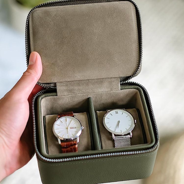 Organizer na biżuterię Pebble Large Travel Watch Box oliwkowy  - zdjęcie 3