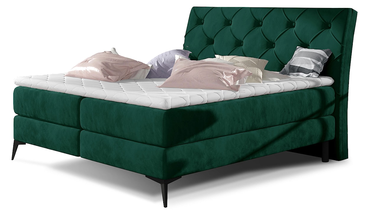 Łóżko kontynentalne Tessino 160x200 cm z pojemnikiem zielone