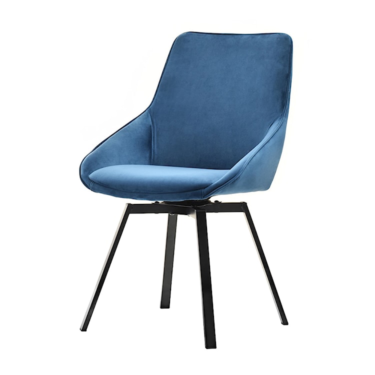 Krzesło tapicerowane Yanii z podłokietnikami niebieskie na czarnej podstawie  - zdjęcie 10