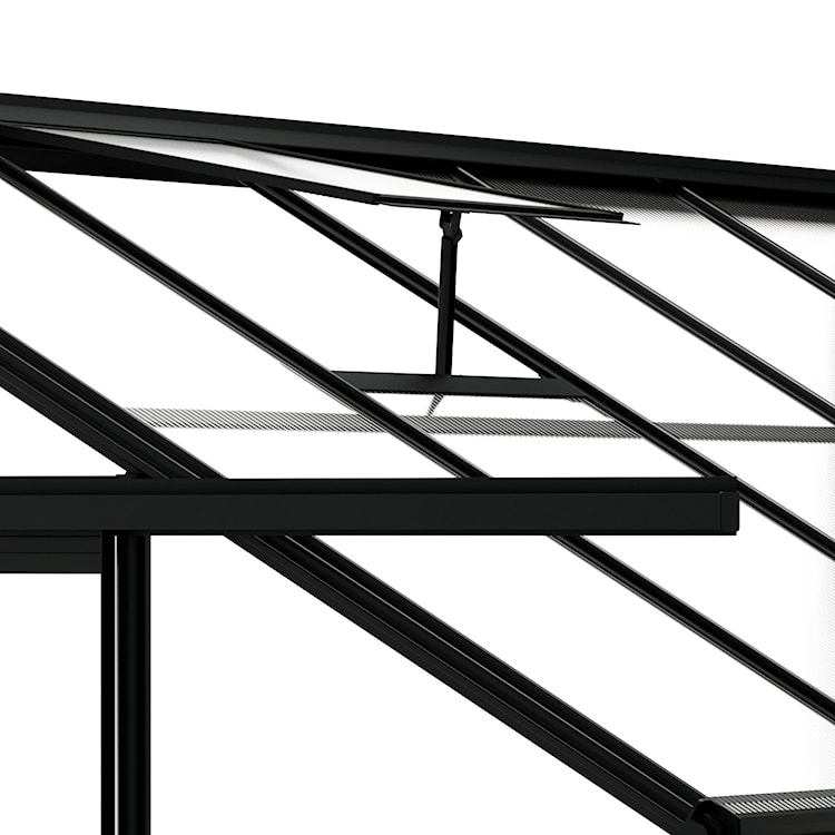 Szklarnia ogrodowa aluminiowa poliwęglanowa 3,78 m2 pięciosekcyjna z fundamentem 124x305 cm czarna  - zdjęcie 2